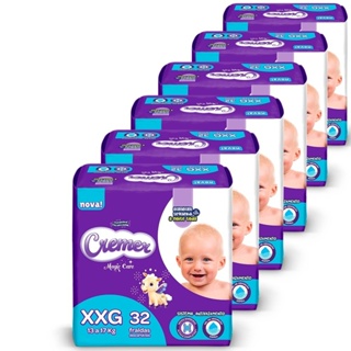 Fralda Descartável Cremer Disney Baby Tamanho XXG - 6 Pacotes com 32 Fraldas - Total 192 Tiras