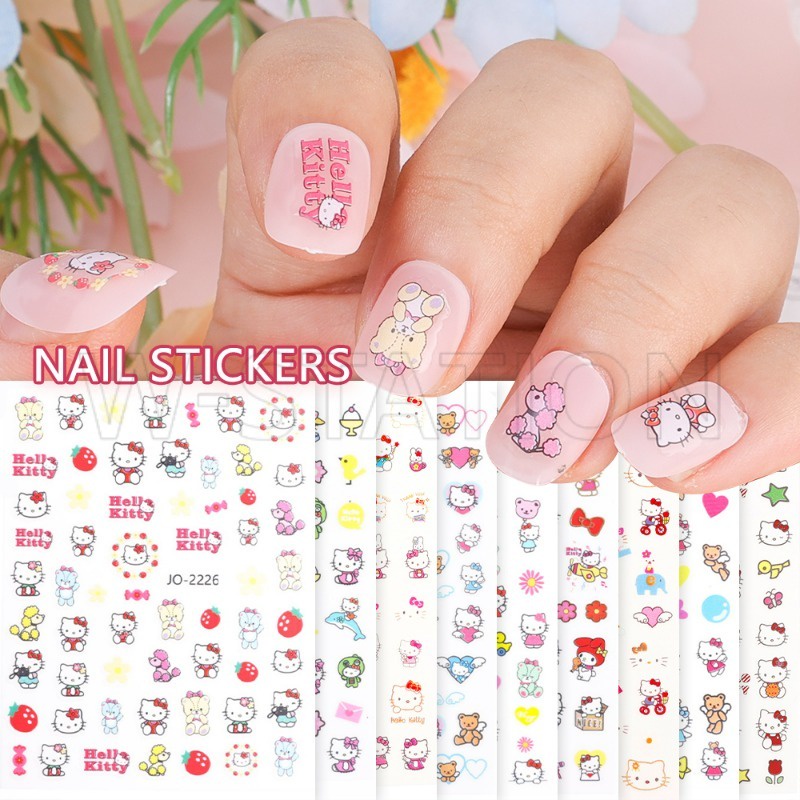 1 Folha De Desenho Animado Hello Kitty Melody Nail Art Stickers/Kawaii