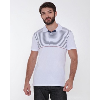 Polo Masculina Manga Curta Listrada Branca