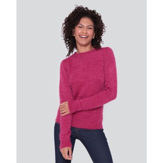 Suéter Feminino Tricô Pelinhos Rosa