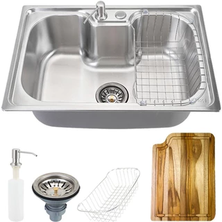 Cuba para Cozinha pia com Acessórios Inox Carajás e Tábua De Corte Pingoo