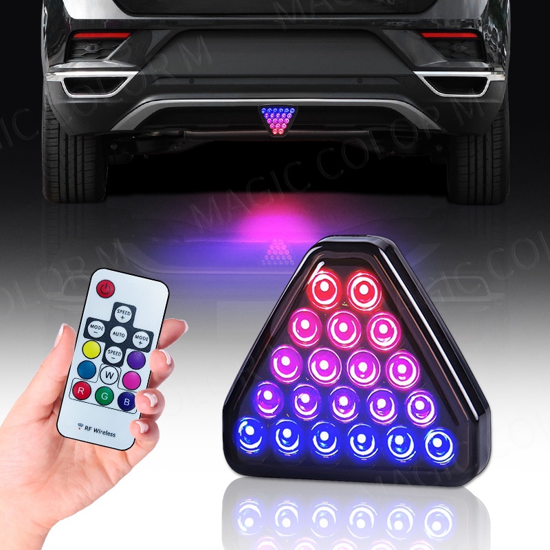 Para As Luzes Piloto De Motocicletas Estilo F1 Triangulares De Freio Traseiro Lâmpada De Aviso De Parada Estroboscópica De Segurança Preto Vermelho RGB Pára-Choques