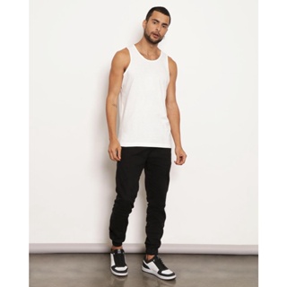 Calça Masculina Sarja Jogger Recortes Preta