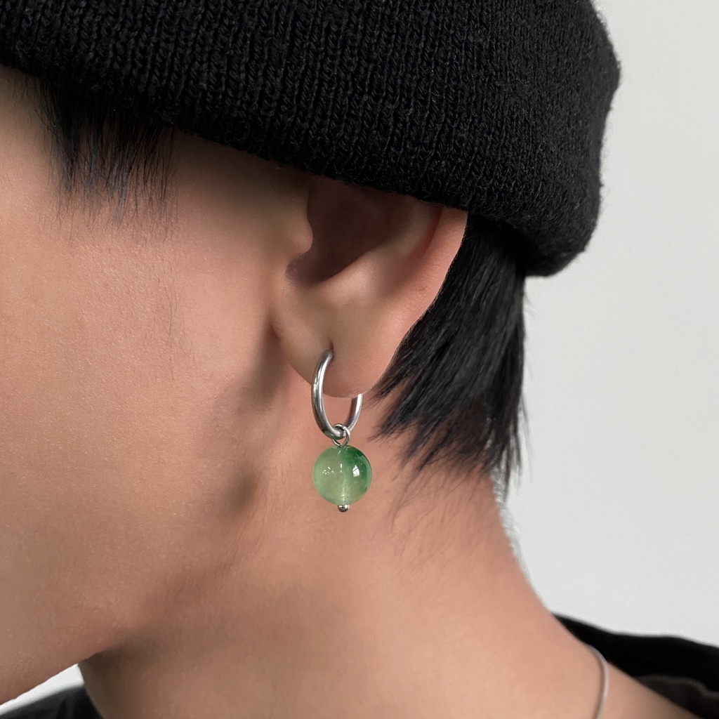 1 Unid . Brincos Pérola Verde Titânio Aço Moda Simples Versátil Clipes Para Orelha Masculina E Feminina Sem Piercing