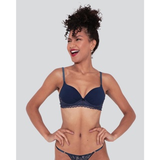 Sutiã Feminino Base Com Bojo Renda Marinho