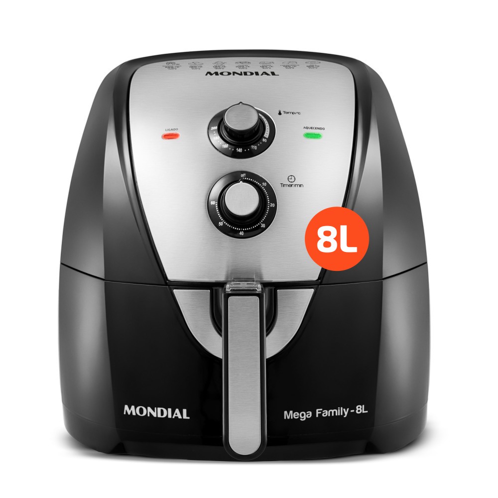 Fritadeira elétrica sem óleo Air Fryer 8L 1900W Mega Family AFN-80-BI Mondial