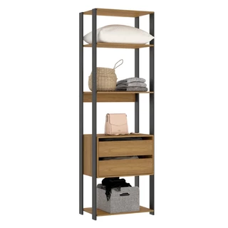 Estante Multiuso com 2 Gavetas Estilo Industrial Bacco 70x220Cm MDP Carvalho 6103 MENU