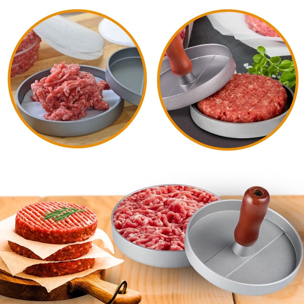 Forma Modelador De Fazer Hambúrguer Caseiro Prensa Em Alumínio