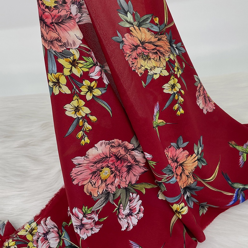 Tecido de Seda Crepe de Seda Impresso Rushi Rurui Vestido Cheongsam ...