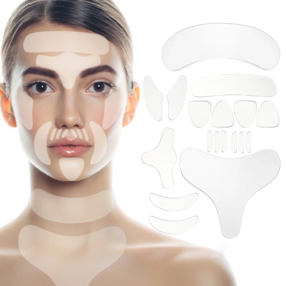 Adesivo Para Remoção De Rugas De Silicone Reutilizável Do Pescoço Da Testa Anti-Envelhecimento Adesivos Lifting Facial Pele