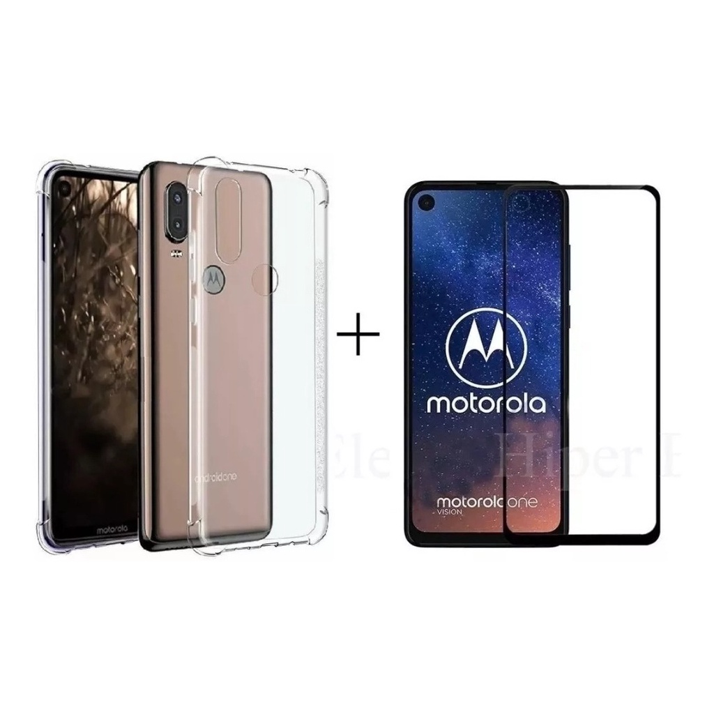 Capa Case Capinha Anti Impacto Para Moto One Vision + Película 3D Vidro Temperado