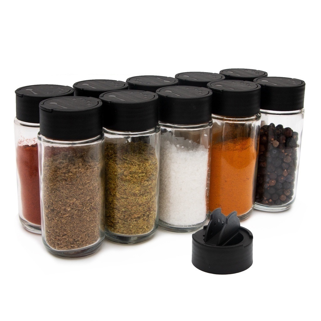 Kit 10 Potes Tempero Porta Condimentos Tampa Dosadora Dupla - 100 ml