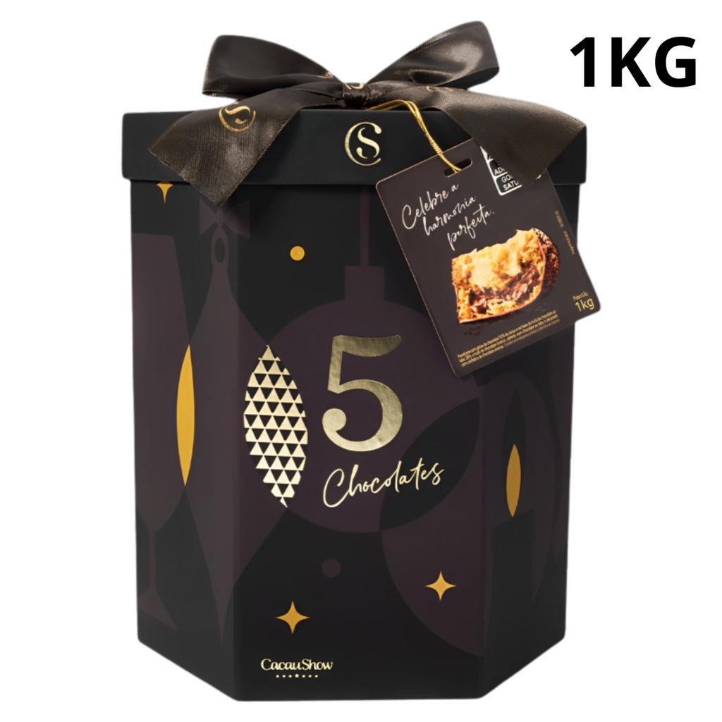 Panetone Premium 5 Chocolates 1kg Cacau Show | Shopee Brasil