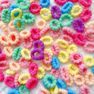 100pcs Baby Hair Tie Cabelo de Bebê Cabelo de Bebê Cabelo Macio Atadura Cinco-Petal Flor de Toalha Anel de Toalha Cabeça de Criança Polegar Pequena Banda de Borracha Acessórios de Cabelo Infantil