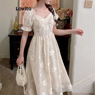 Lovito Vestido Casual Ditsy Floral Jacquard Com Zíper Nas Costas Para Mulheres LNE42207
