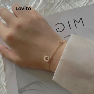 Lovito Pulseira Casual De Strass Com Letras Para Mulheres LFA11355