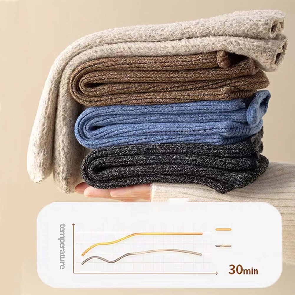 [ONDE] Meias Merino masculinas de inverno, meias rasas térmicas de lã, meias terry mais grossas e pesadas