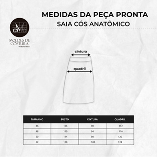 Molde de saia cós anatômico tamanho 46 ao 52 by Marlene Mukai