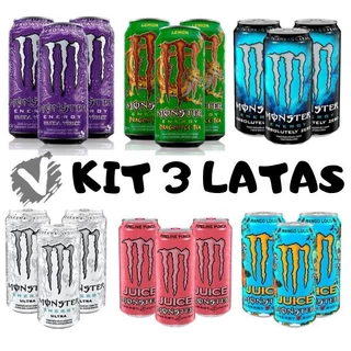 3 Energético Monster Energy Sabores 473ml Kit com três unidades 473 ml