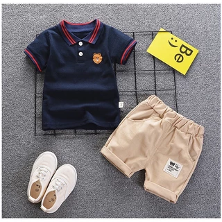 Conjunto De Roupas De Verão Para Bebês , Mangas Curtas + shorts 2 Peças , Moda casual De Menino Bonito Soltas Crianças ,