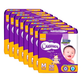 Fralda Descartável Cremer Magic Care Jumbo Tamanho M - 8 Pacotes com 26 Fraldas - Total 208 Tiras