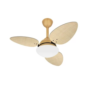 Ventilador Teto Dourado Silencioso 3 Pas Palha Ventax 110V