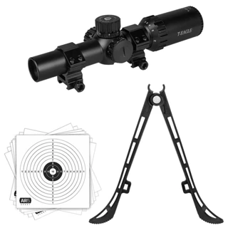 Luneta Ajustável T-Eagle MR 1-6x24mm IR-US SFP + Bipé Universal + Alvo de Papel