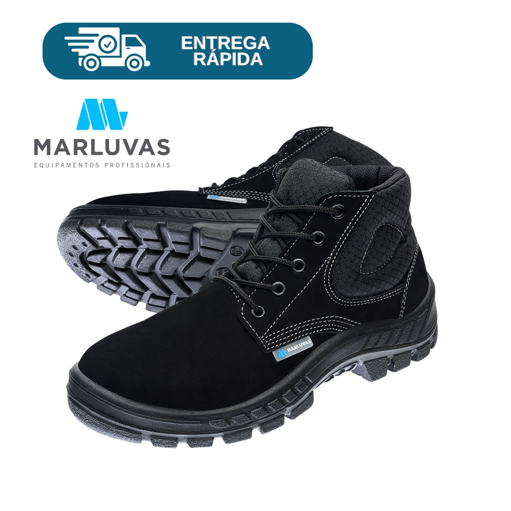 Bota Botina De Segurança Marluvas Nobuck Bico PVC 50B26 CB BP Proteção Epi Para Trabalho Trilha Escalada