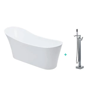 Banheira de Imersao Azurita e Misturador de Piso Monocomando Prata Pingoo em Oferta na Shopee