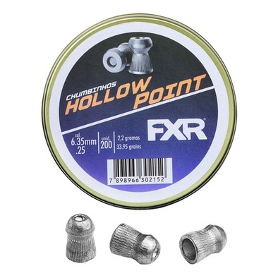 Chumbinho Hollow Point Fixxar 200un Carabina Espingarda 6.35mm Alta Potência E Expansão