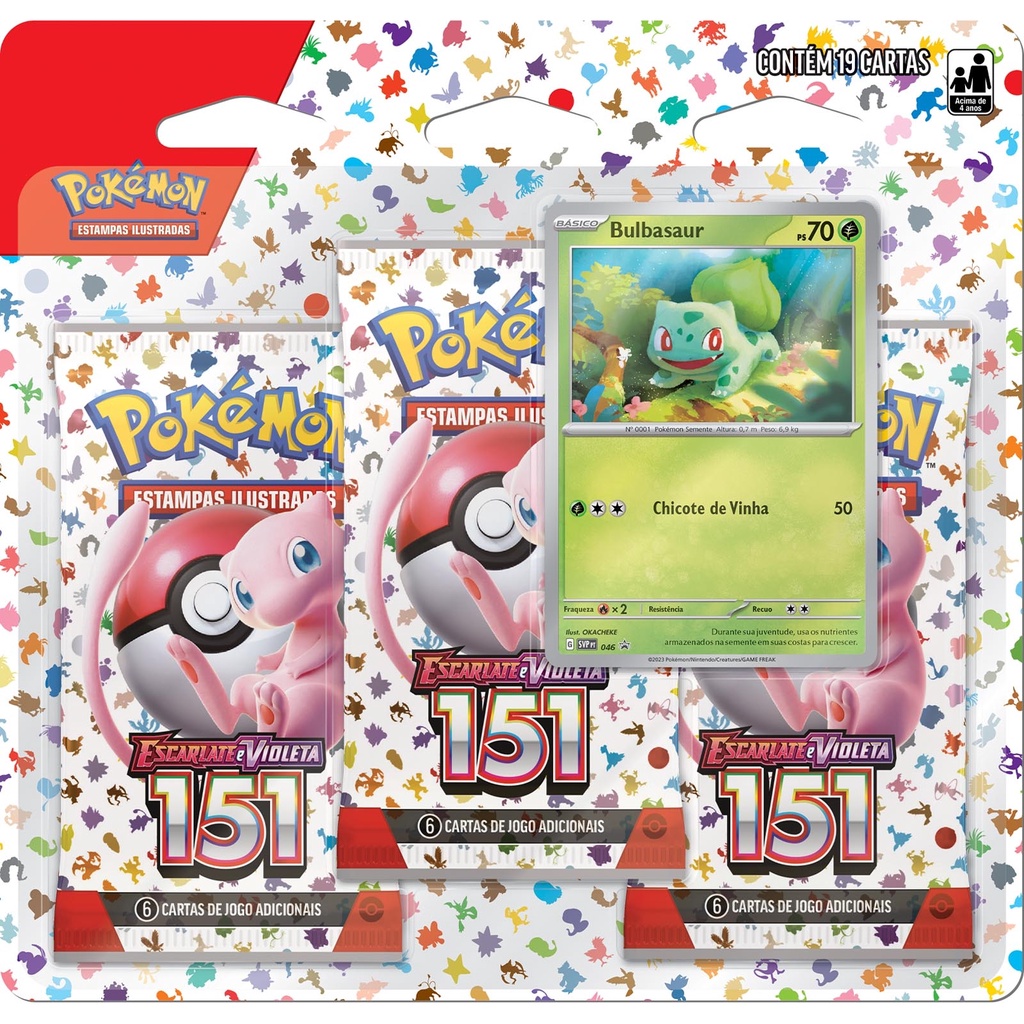 Triple Pack Pokémon 151 - Bulbasaur - Pokémon TCG | Shopee Brasil