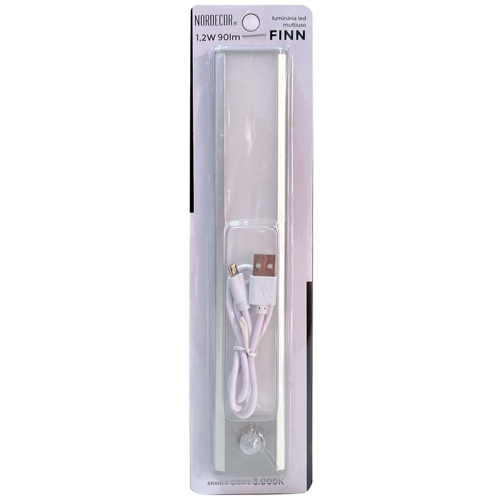 Luminária Led Multiuso Finn c/ Sensor de Presença 24cm 1,2W 3000K - MB ...
