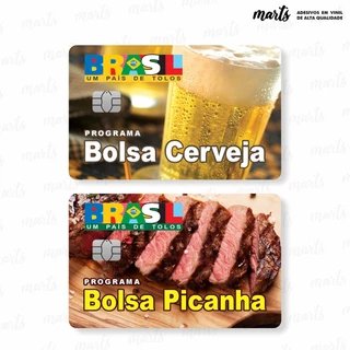 2 Adesivos Película Bolsa Cerveja e Bolsa Picanha Cartão de Crédito