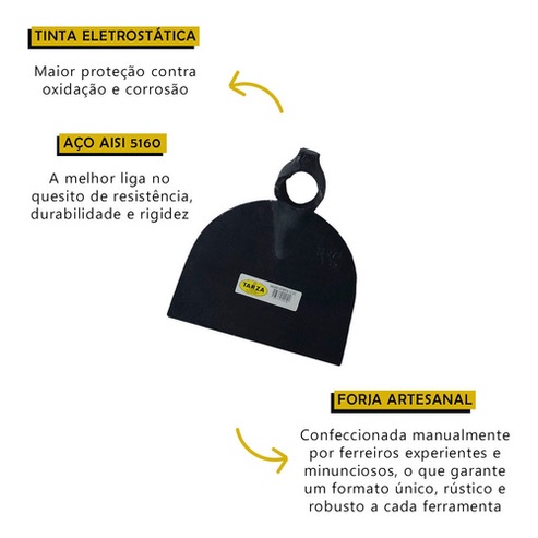 Enxada de Aço Forjado multitarefas para Capinar Abrir Valas Covas Canavieira Mexer massa Tarza