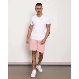 Bermuda Masculina Reta Rústica Com Listras Rosa