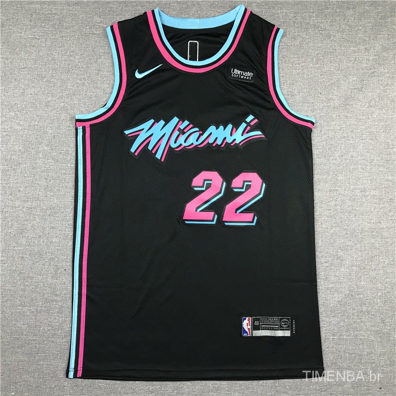 Camiseta de Basquete Miami Heat masculina Jimmy Butler #22 preto nba jersey