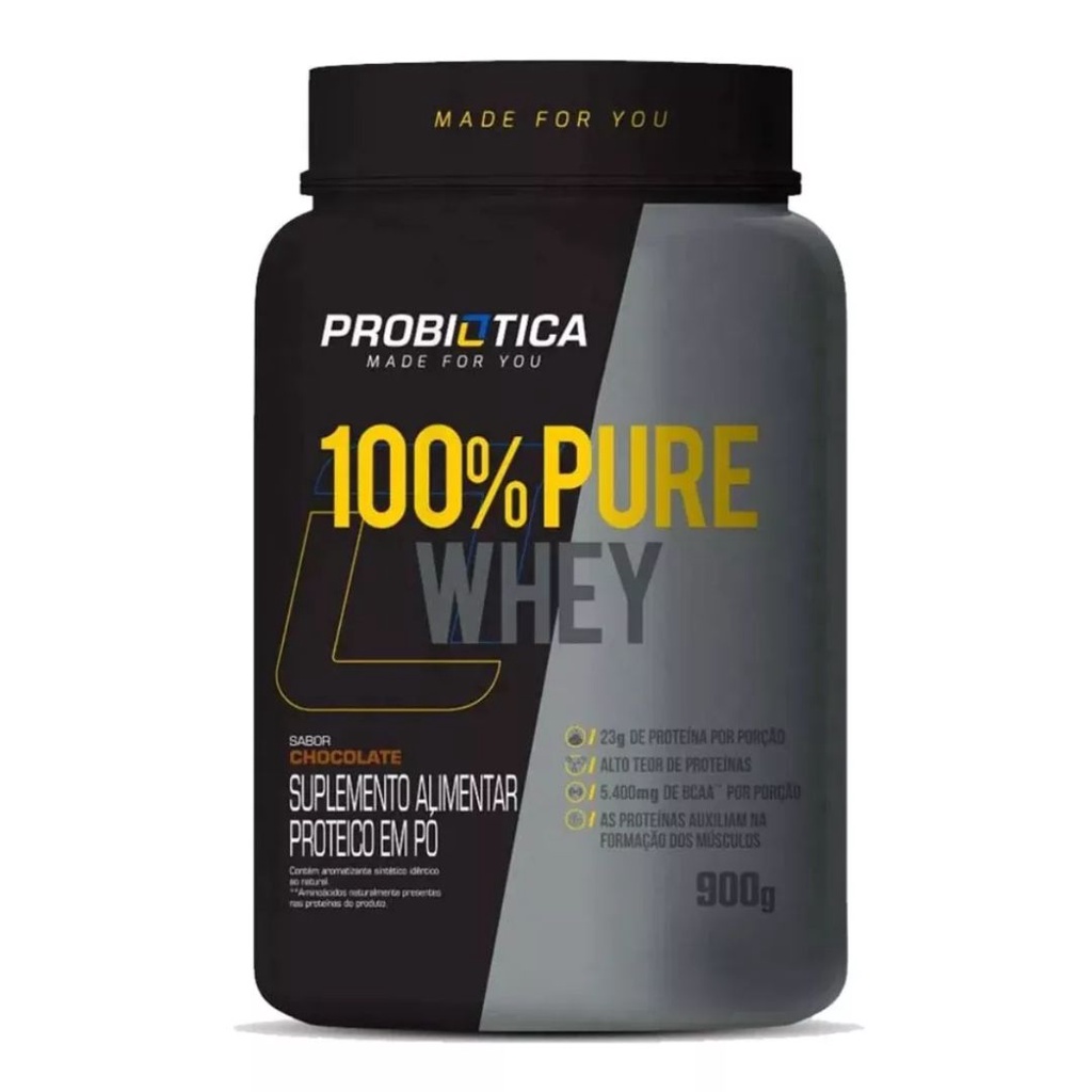 Whey Protein 100% Puro Sabor Chocolate 900g – Probiótica
