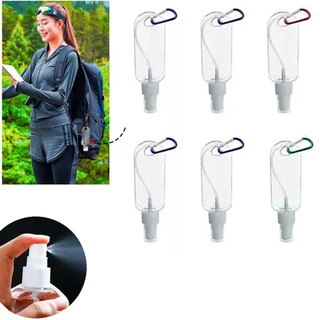 Kit 06 Frascos Porta Alcool Gel Mosquetao Mochila Chaveiro