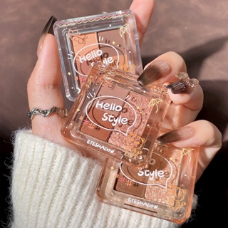 Hellostyle Paleta de Sombra Quatro Cores Paleta de Sombra Quatro Cores Paleta de Sombra Rosa Rosa Nuvem Profunda Terra Cor Perolada Maquiagem Portátil Feminina para Pequenas Viagens de Negócios Uso
