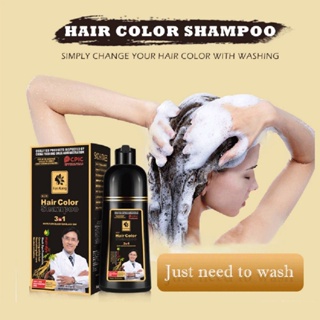 shampoo que pinta cabelo branco 500ml Shampoo Permanente Para Cabelos Natural Orgânico Rápido Essência Vegetal Coloração Capilar Mulheres Homens *-& *