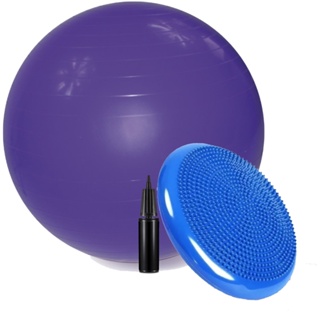 Kit Bola de Pilates 65cm + Overball 25cm + Balance Cushion + Anel