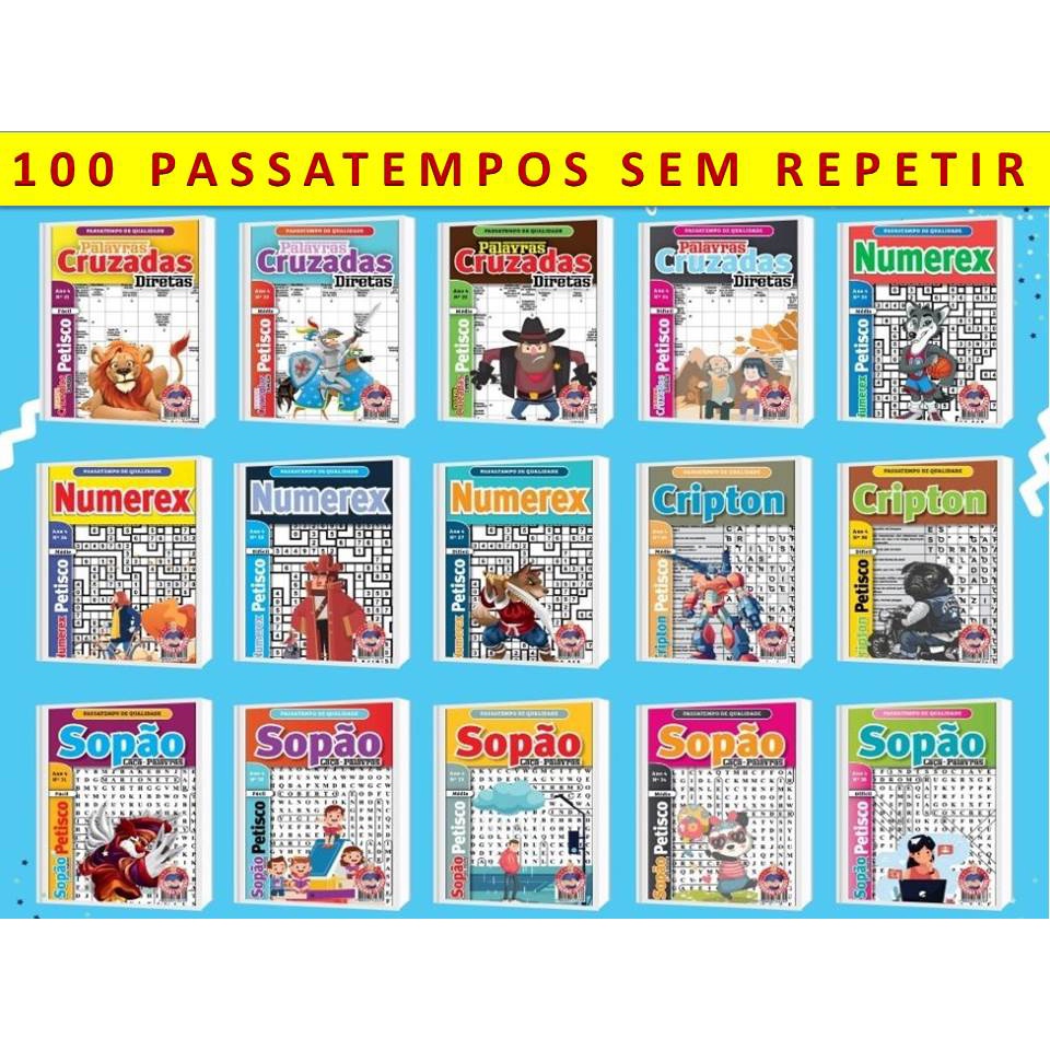 Kit 300 Revistas Caça Palavras Passatempos Atacado