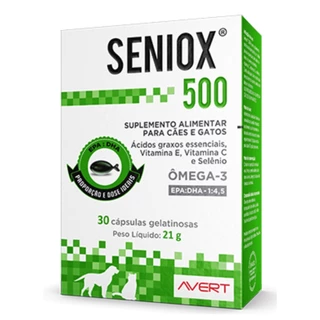 Seniox 500 Suplemento Alimentar para Cães e Gatos C/30 Cápsulas