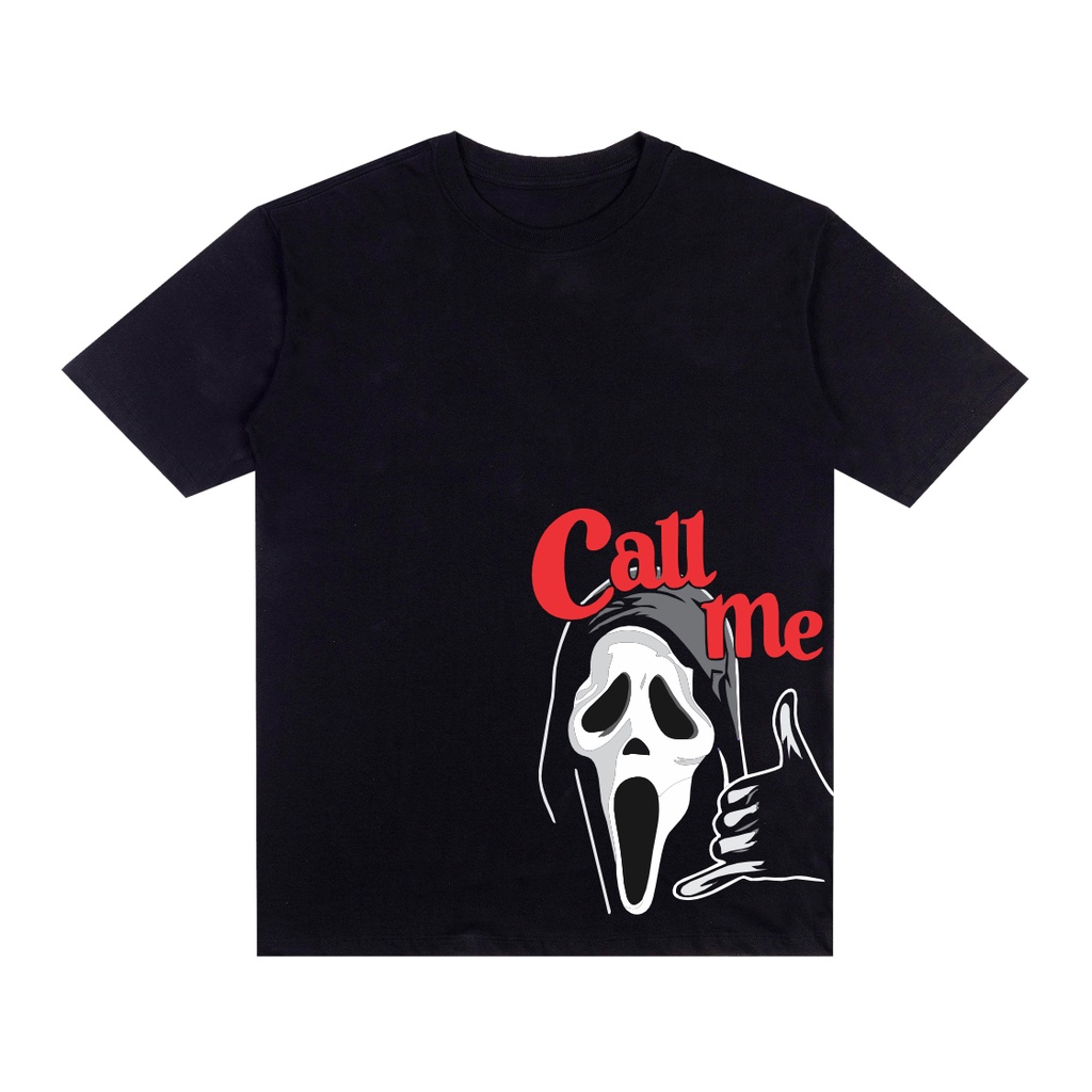 Camiseta Preta Basic Streetwear Fio 30.1 Estampada Call Me Camisa Unissex Manga Curta 100% Algodão