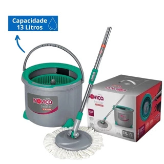 Mop Twister Bettanin Noviça Original Balde 13L Esfregão Duas Águas Rodo Giratório