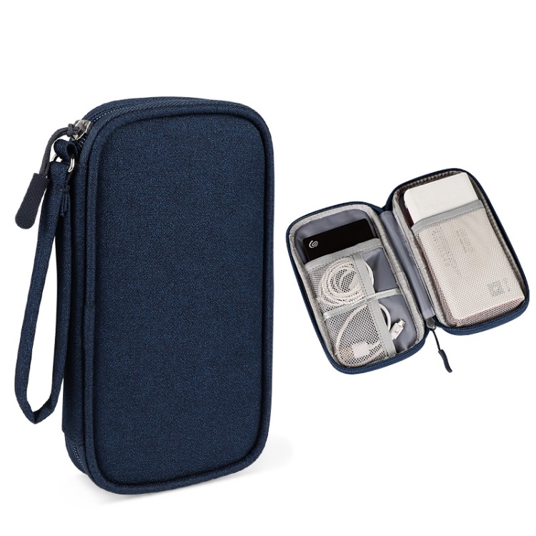 Novo Lançamento SM03 Saco De Armazenamento De Acessórios Digitais Multifuncionais Com Lanyard (Azul-Marinho)