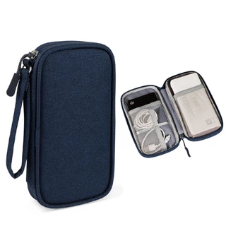 Novo Lançamento SM03 Saco De Armazenamento De Acessórios Digitais Multifuncionais Com Lanyard (Azul-Marinho)