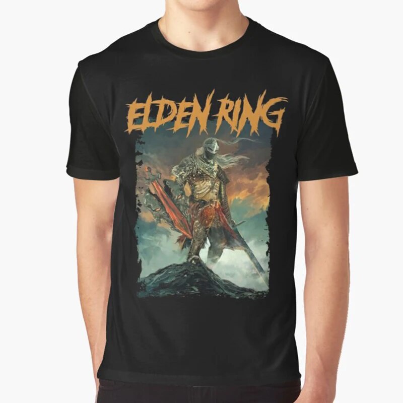 Elden Ring Game TShirt Homens Harajuku Camisetas Gráficas Cavaleiro Não Morto Dark Souls Tee Unisexo De Tamanho Superior