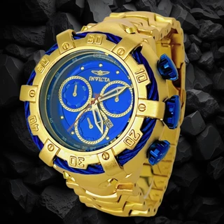 Relógio Masculino Dourado Luxo Pesado Na Caixa