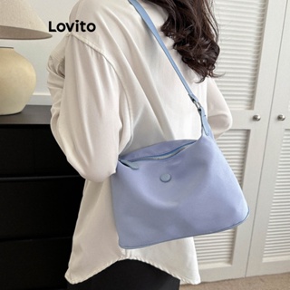 Lovito Bolsa Quadrada Lisa Casual Versátil Bolsa De Ombro Pequena Oxford Para Mulheres LFA10298
